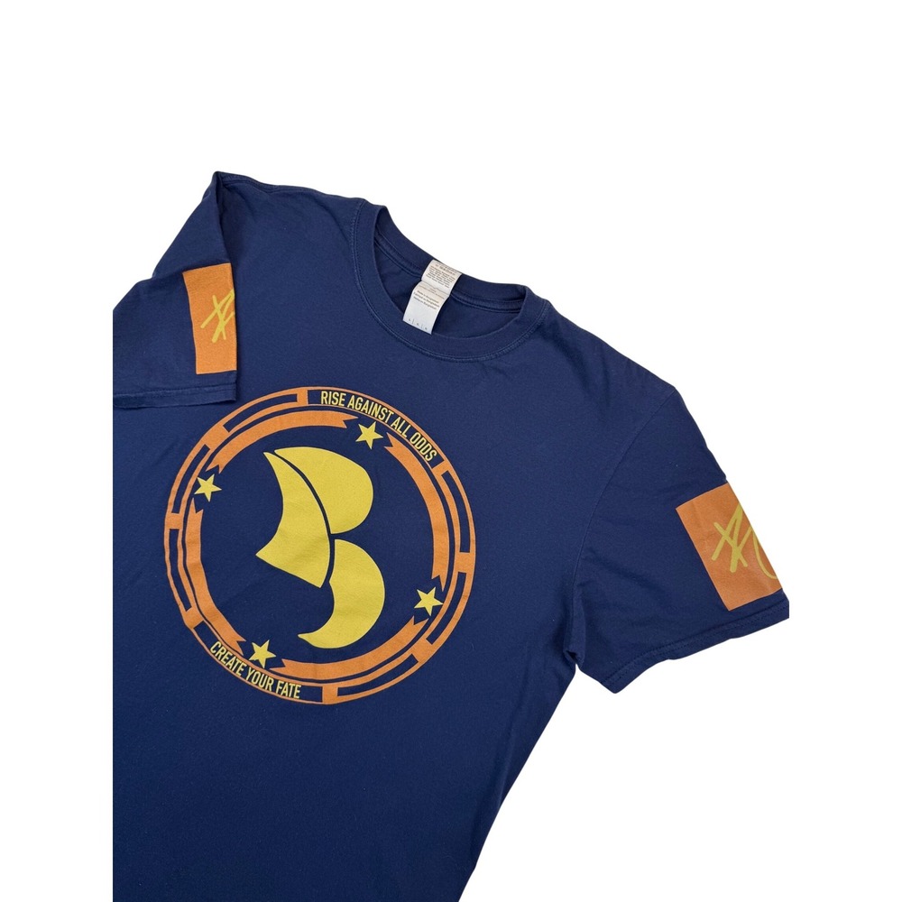 Gildan Graphic T-Shirt‎ Mens Large Blue Rise Against All Odds Cotton